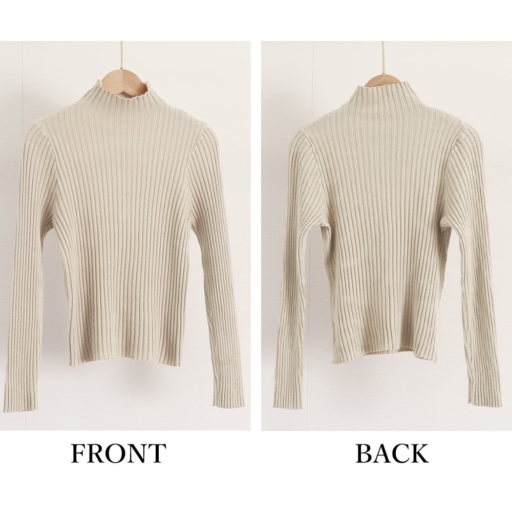 ボトルネック リブニット レディース 春秋冬 トップス きれいめ 大人 かわいい シンプル おしゃれ 通勤 オフィス ビジネス 大人可愛い 大人女子