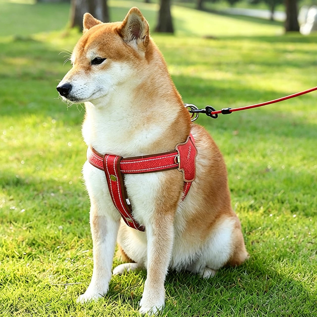WQ30 .犬用ハーネス＆リードセット｜中大型犬対応 胸当て式ペット