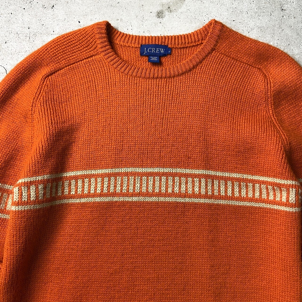 90年代 J.CREW ジェイクルー ウールニットセーター ラインデザイン 