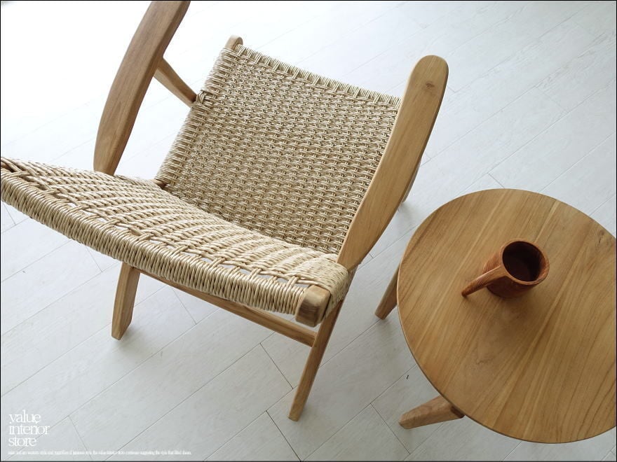 チーク無垢材 ラウンジソファResok 一人掛け シングルソファ 両肘掛け