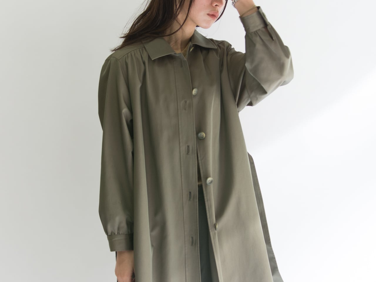 【MISS ONWARD】bal collar gather coat with wool liner（ミスオンワード ライナー付きステンカラーギャザー コート）1c