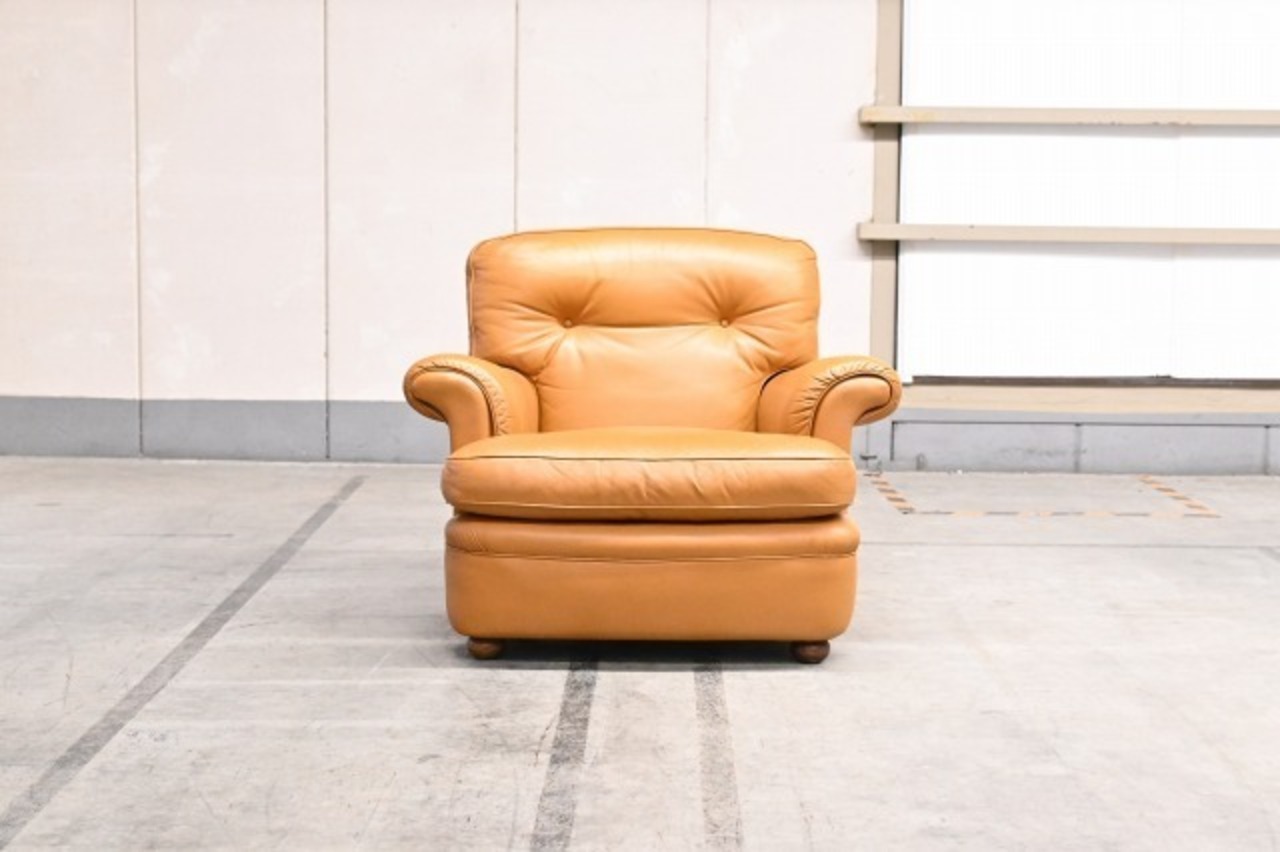 イタリア製 Poltrona Frau 70万 本革 1人掛けソファb シングルソファ 1P 総革 モダン 高級 レザー ポルトローナフラウ【中古家具/中古インテリア/USED家具ユーズド家具/リサイクル】
