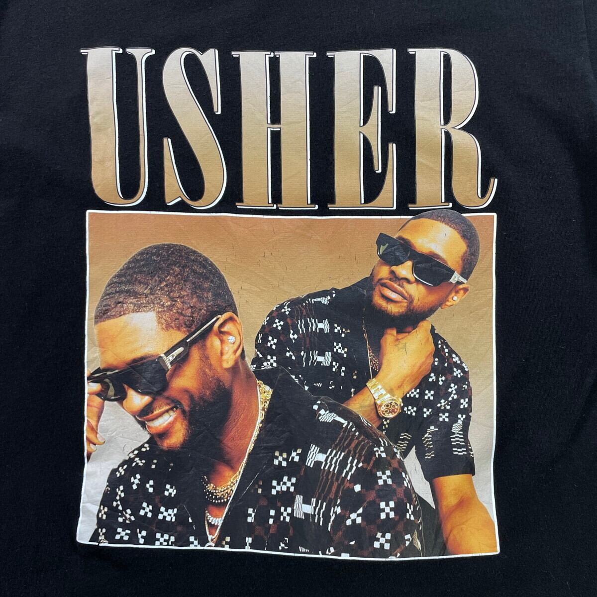 USHER アッシャー R&B アーティスト Tシャツ メンズM 古着 アメカジ