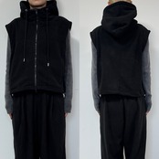 Wzipフリースフーディーvest/ブラック