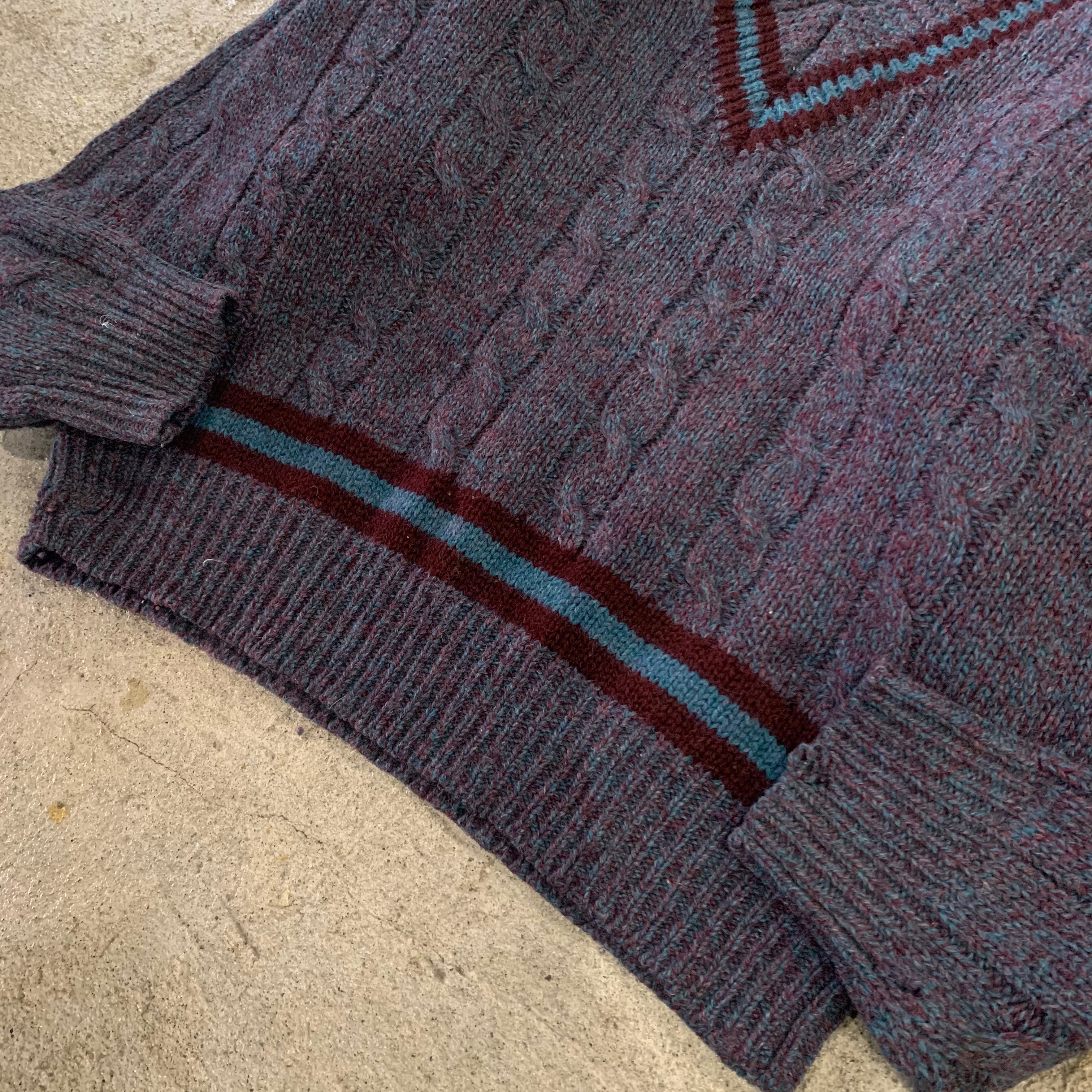 90s hunting horn Vneck knit | What