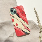 受注生産 iPhoneケース ピンクと生成りの流線マーブル｜紙マーブリング MARB012C