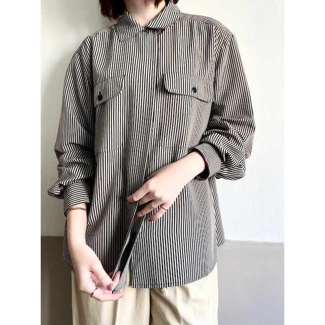 Striped Fly Front Pocket Shirt