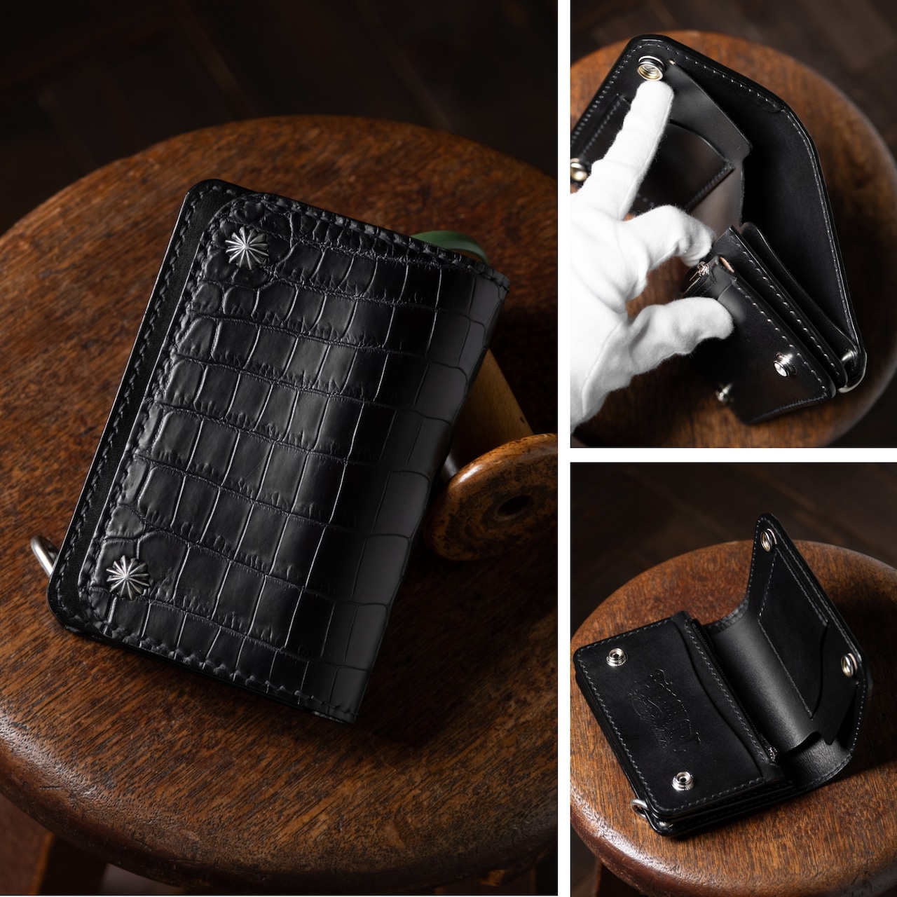 三好様専用 T-5 Bi-Fold 藍染ブルークロコ/内装DeepBlue