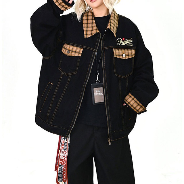 チェックアクセントワークミックスブルゾン
 1col   R01576