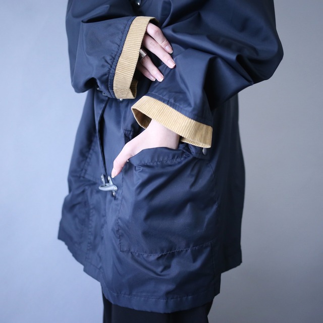 corduroy switching design lining check pattern nylon fireman jacket