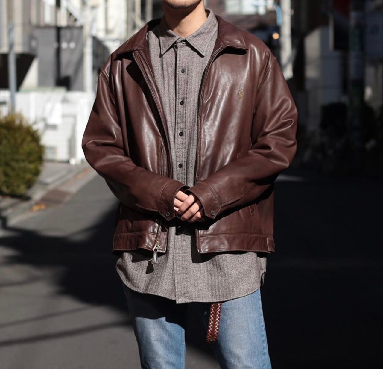 ポロスポーツ レザー ジャケット あるけん スイングトップ キルティング L 