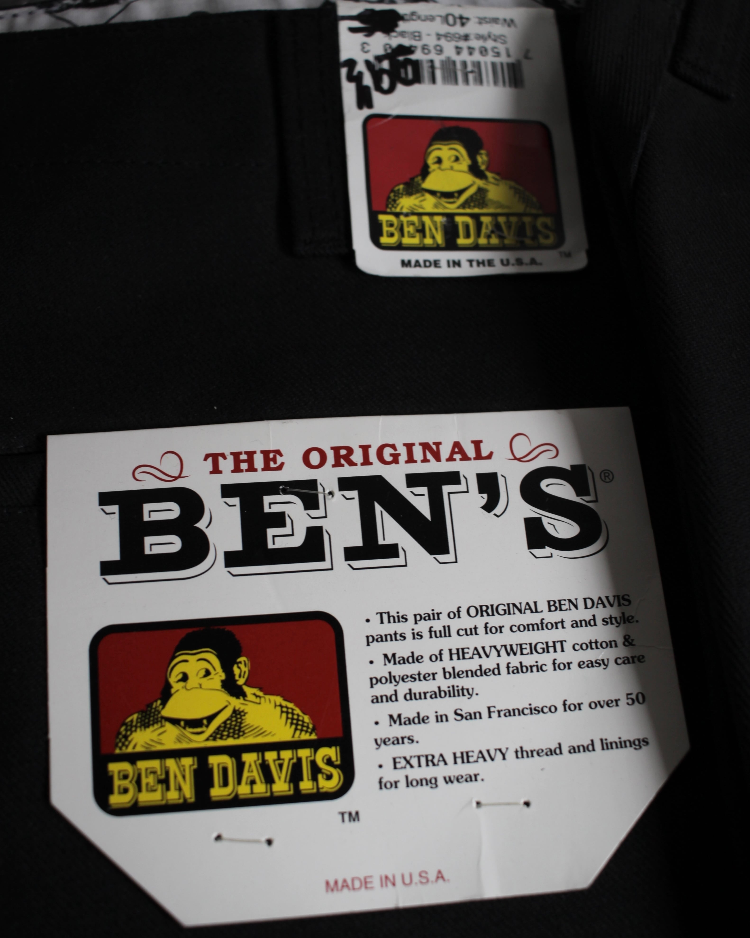 NOS ” 90s BEN DAVIS Frisko Pants MADE IN U.S.A. BLACK W33×L32,W40