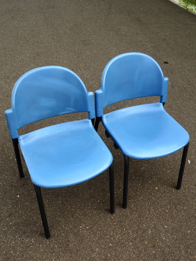 Blue stacking meeting chairs