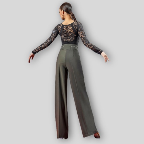 シースルー ロングスリーブ オープンバック カッティング レオタードトップス 3col　D00612