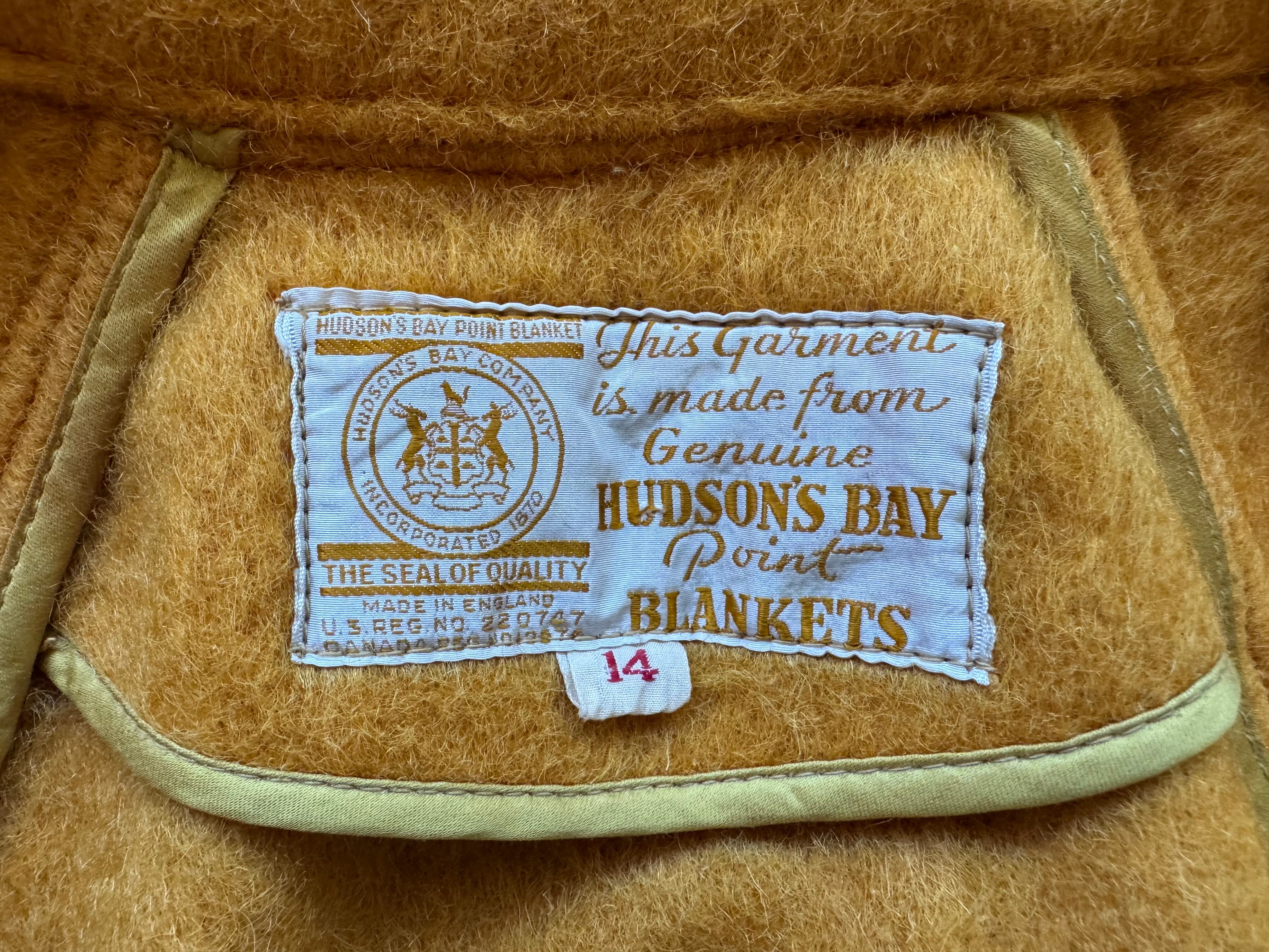 ビンテージ50's○HUDSON'S BAYマルチボーダーウールブランケットsize約