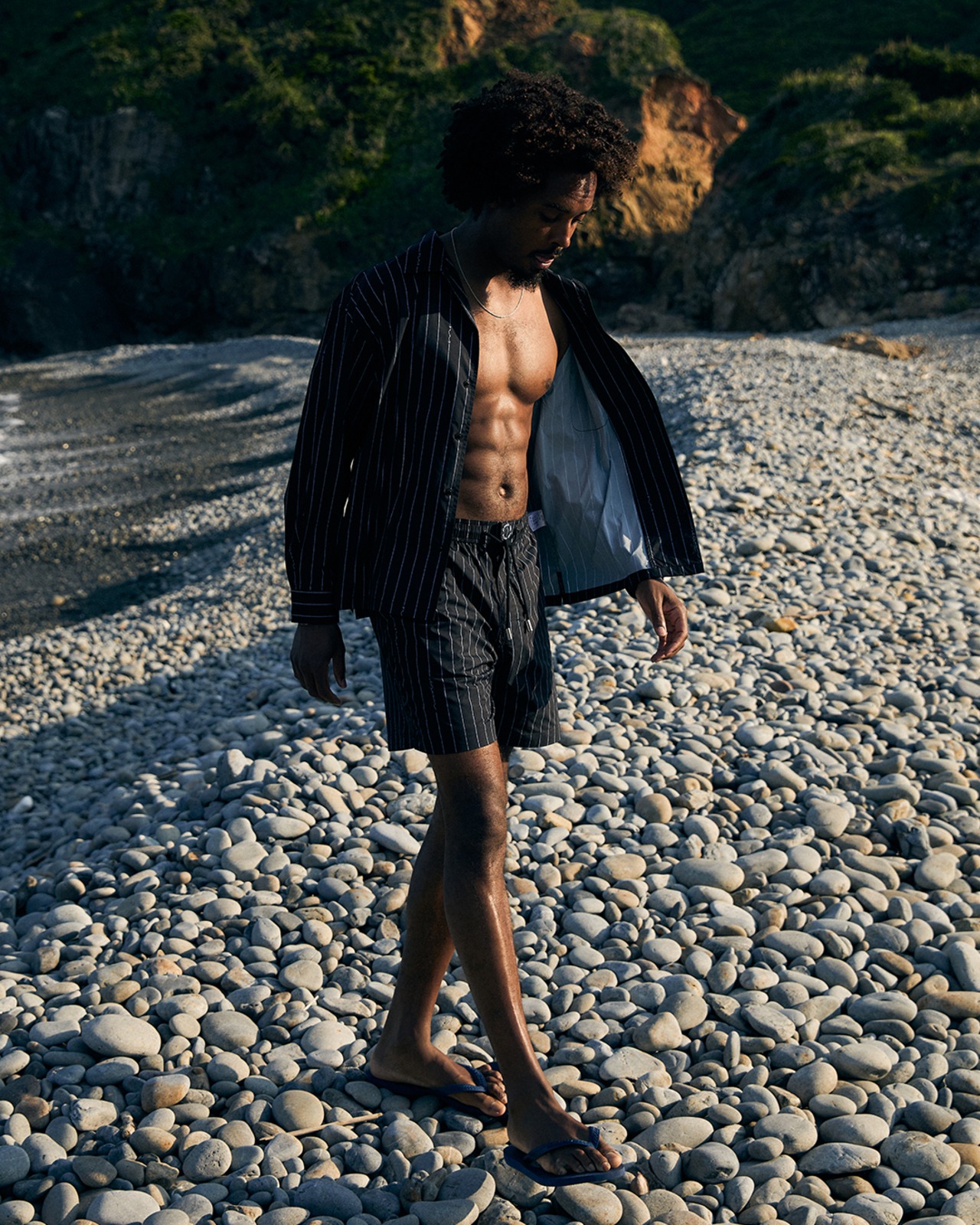 【SUNS】PIN STRIPE LOGO BOARD SHORTS［RSW104］