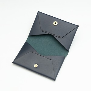 折革薄型カードケース-ブルー
