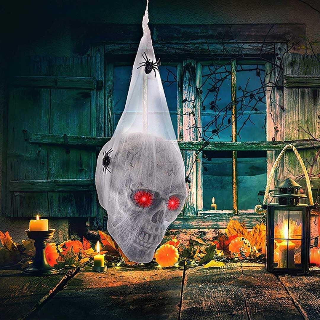 ハロウィン スカルヘッドゴースト ホワイトネット 吊り下げ装飾 ハロウィン スカルヘッドゴースト ホワイトネット 吊り下げ装飾