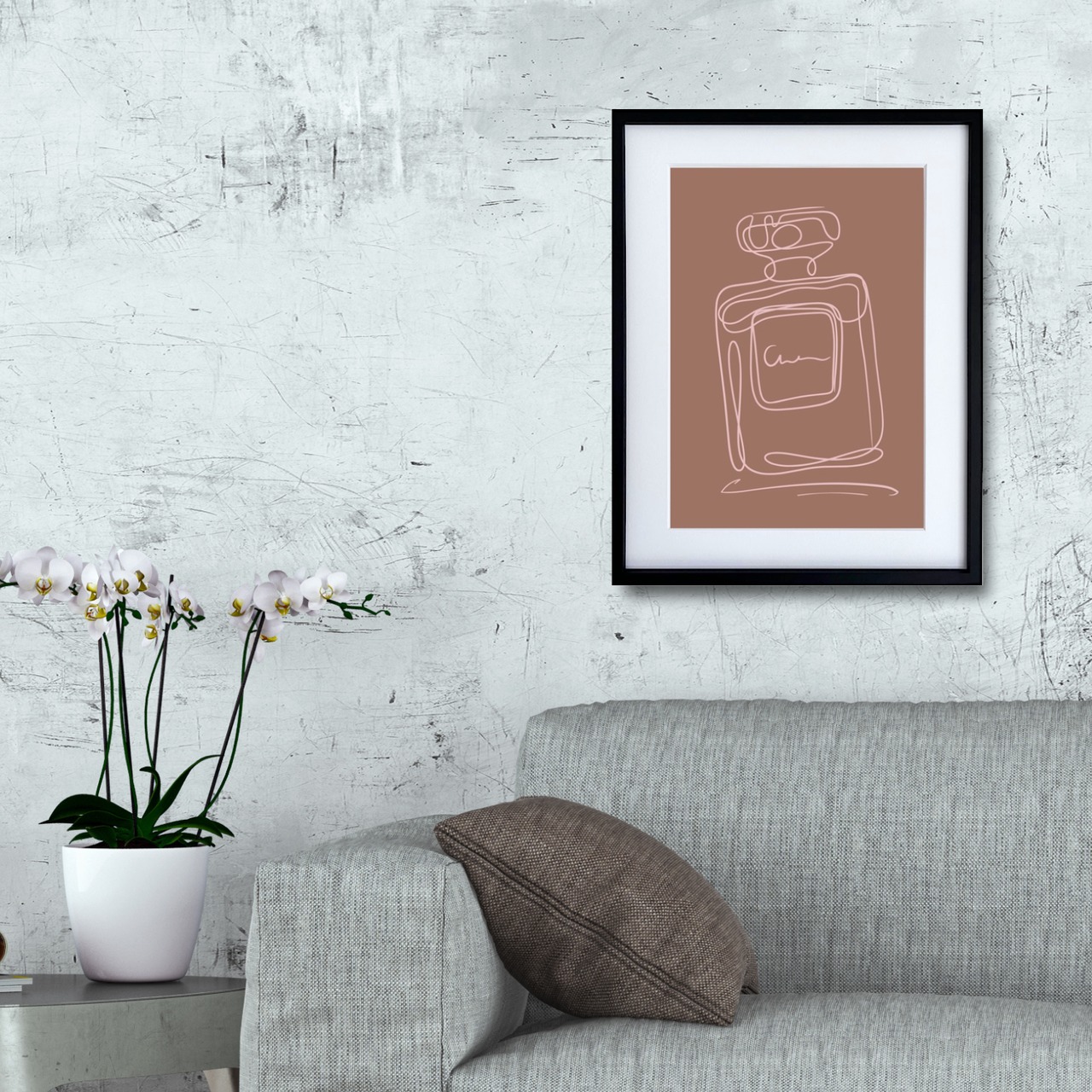 EAU DE PARFUM N°14｜香りの余韻を線で描くパフュームアートポスター｜ミニマル空間に映える洗練デザイン｜高品質印刷｜A3ポスター