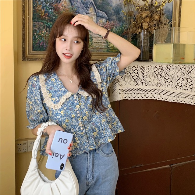 【MumuIns 】 可愛い花柄短Tシャツ　 A0068