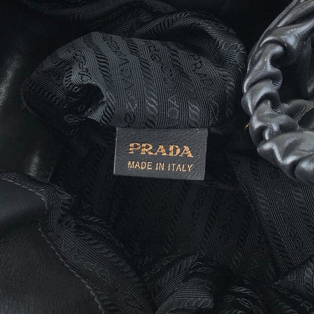 PRADA プラダ ショルダーバッグ ブラック ロゴ レザー ホーボーバッグ vintage ヴィンテージ オールド k2n6cf