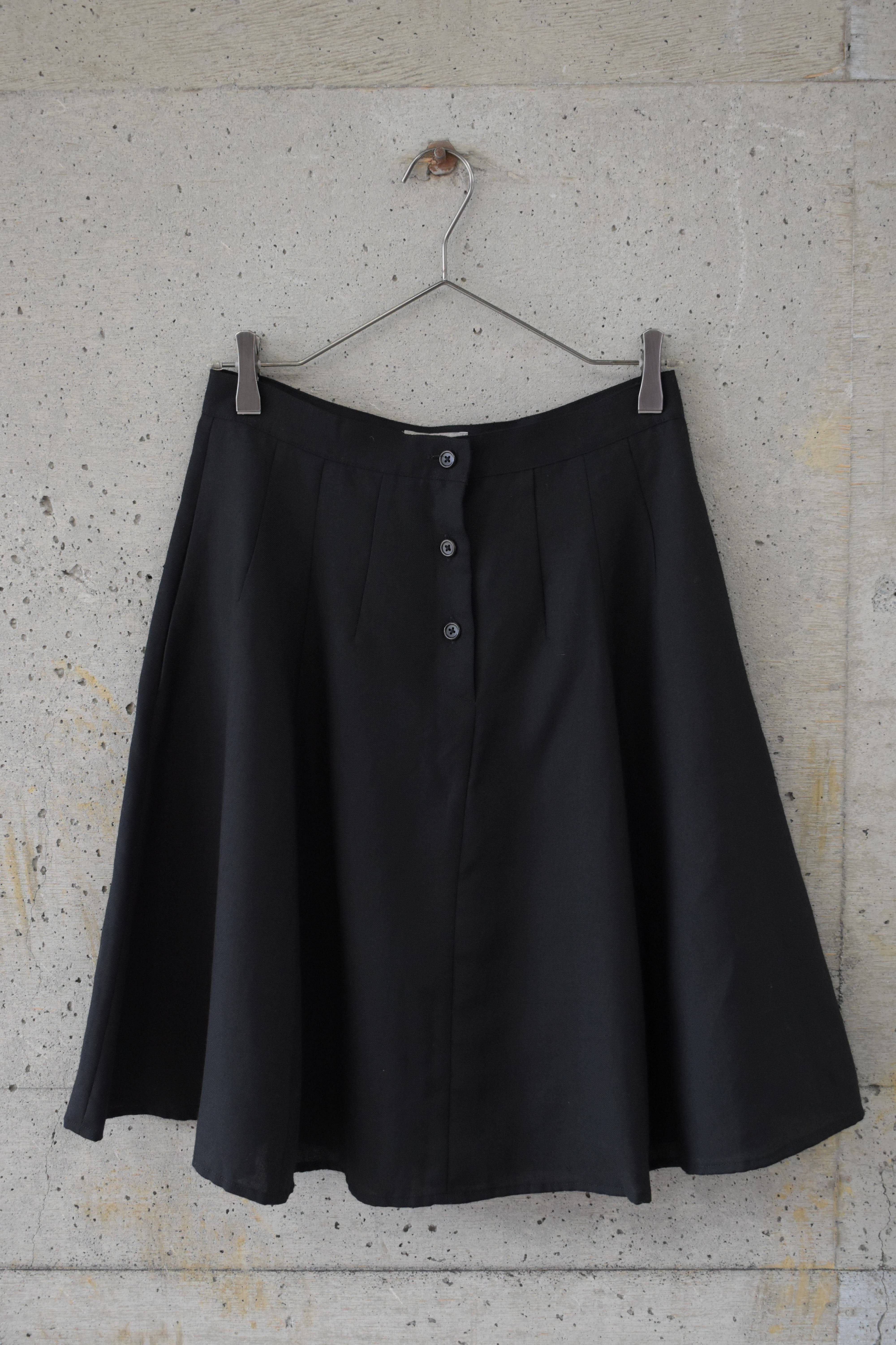 Black wool flared skirt