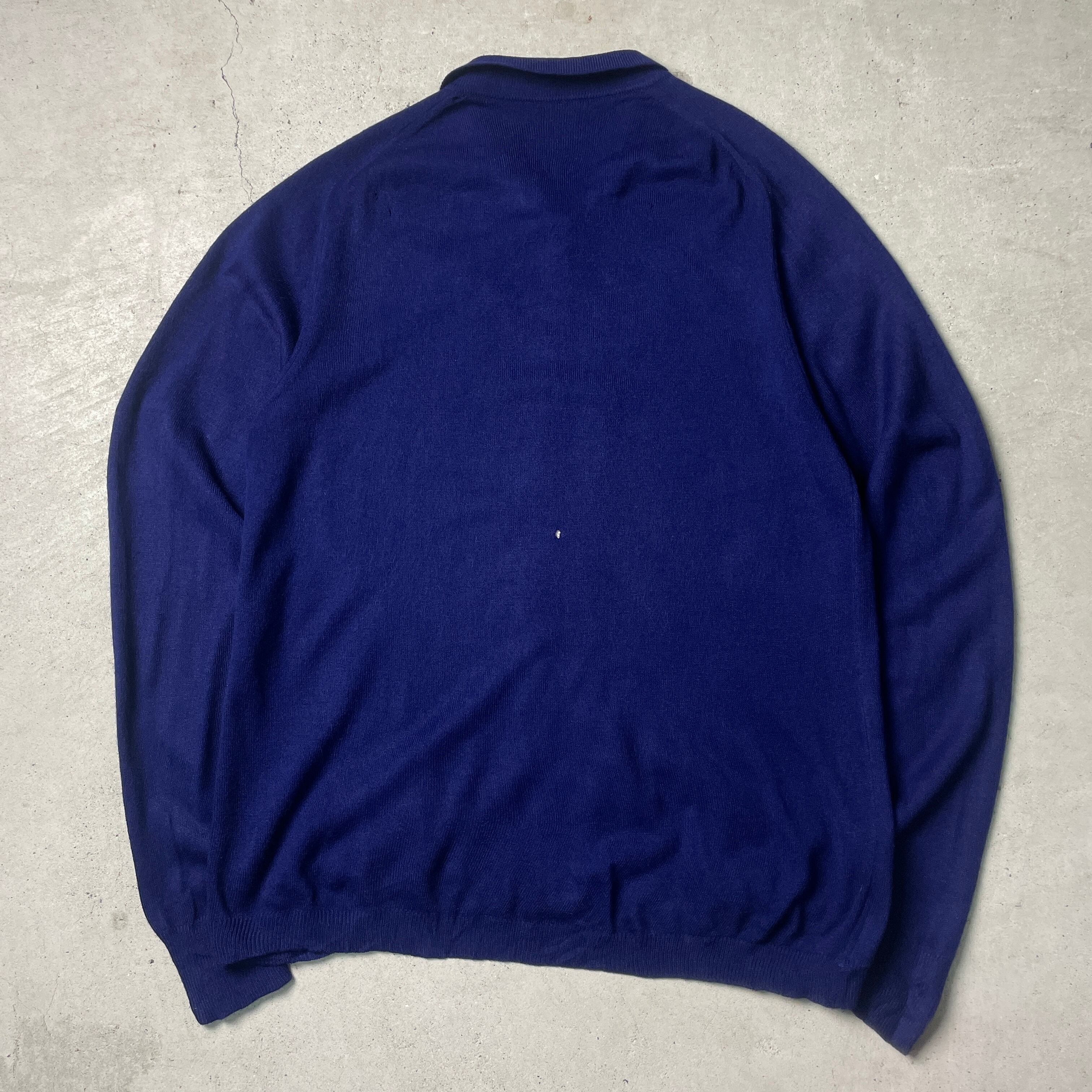 ユーロ フルジップ アクリルニットセーター メンズM相当 古着 ラグラン 