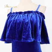 フラダンス 衣装 Aloha Kids アロハキッズ ワンピース ドレス ブルー系 無地 シンプル 伸縮 ストレッチ ベロア 光沢 高級感 鮮やか 上品 かわいい フリル セット キャミソール ダンス衣装 イベント ステージ ハワイアン アロハ