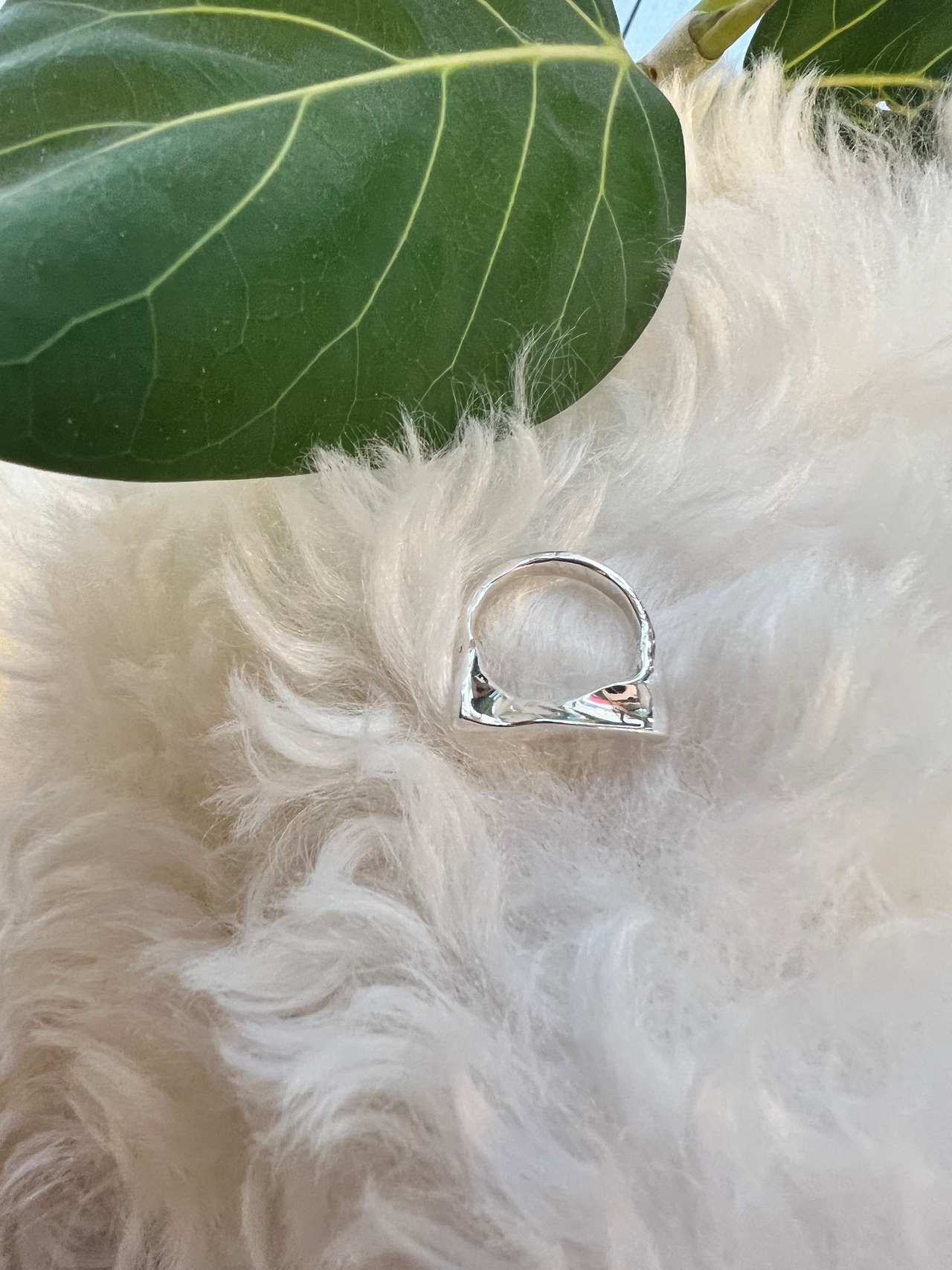 silver925ウェーブ四角形リング