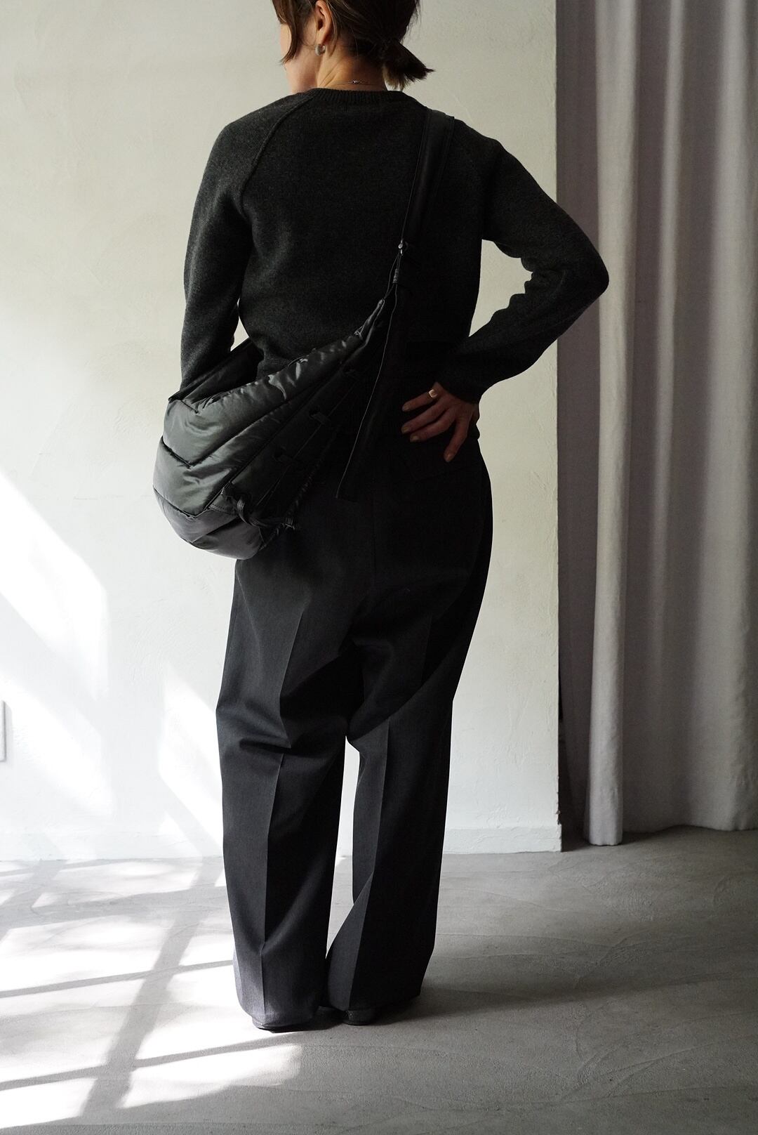 THE RERACS / BULKY WOOL/CASHMERE RAGLAN V NECK PULLOVER KNIT | LA