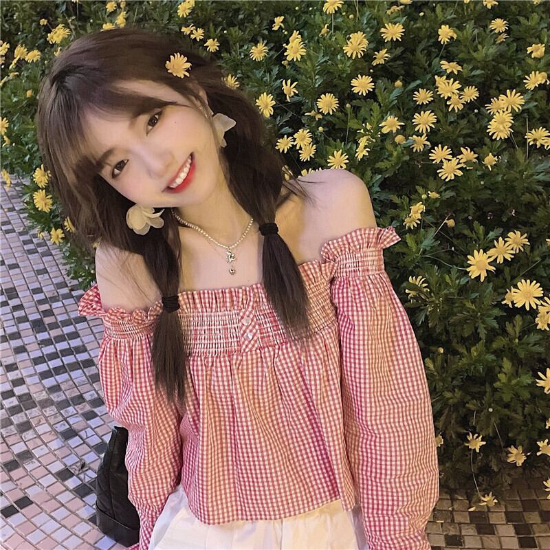 ショートトップス シャツ サマー格子柄スタンダードジャケット ロング レトロ 大人ガーリー スウィート キュート カジュアル 夏物 モンロー52128963239