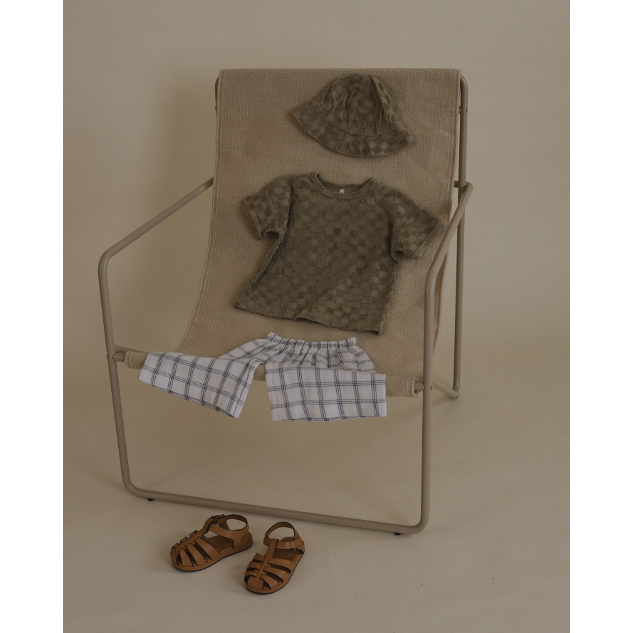 organiczoo　Dusky Checkboard Terry Boxy T-Shirt