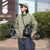 山内(ヤマウチ)ミリタリージャケット、KUON(クオン)襤褸スウェットコーディネート