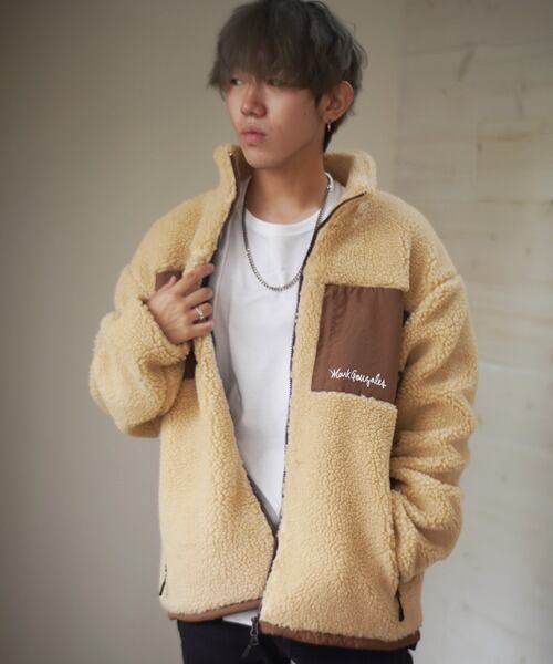 MARK GONZALES (マークゴンザレス) ボア フリース ブルゾン / ビッグシルエット ベージュ 2G7-60317