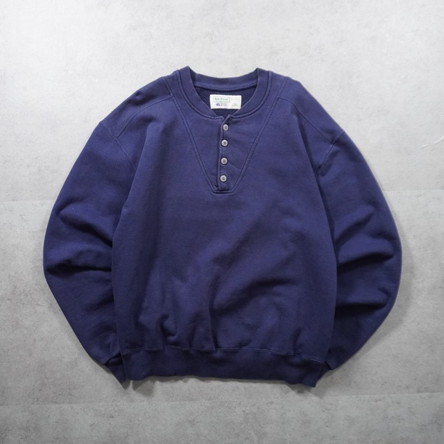 90s L.L.Bean × Russell henry neck sweatshirt solid navy XL 古着