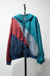 ATHLETIC switching design silk hooded blouson