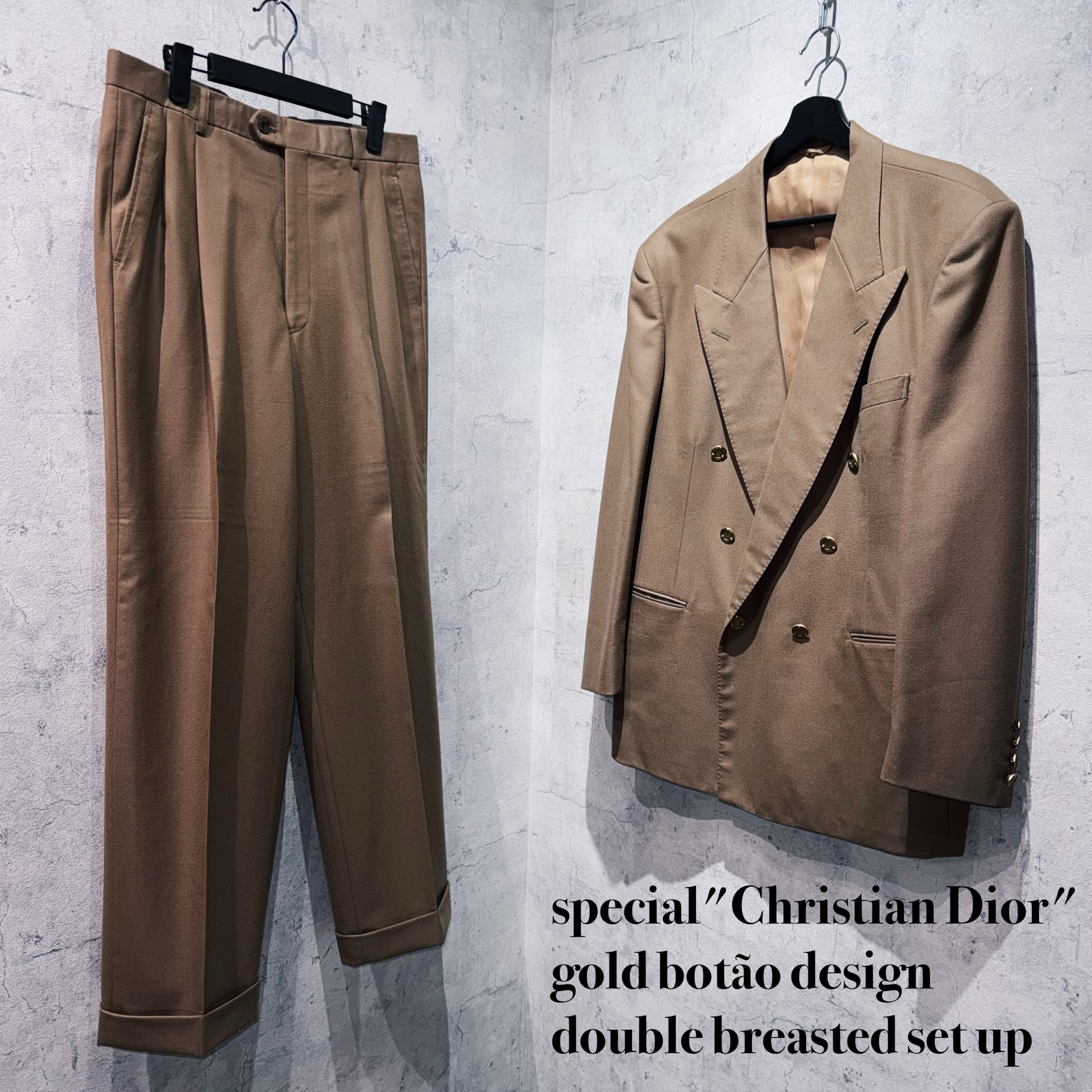 special"Christian Dior"gold botão design double breasted set up