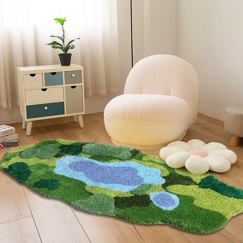 苔 花 ラグ 絨毯 カーペット 洗濯機で洗える 100×180 滑り止め ピンク