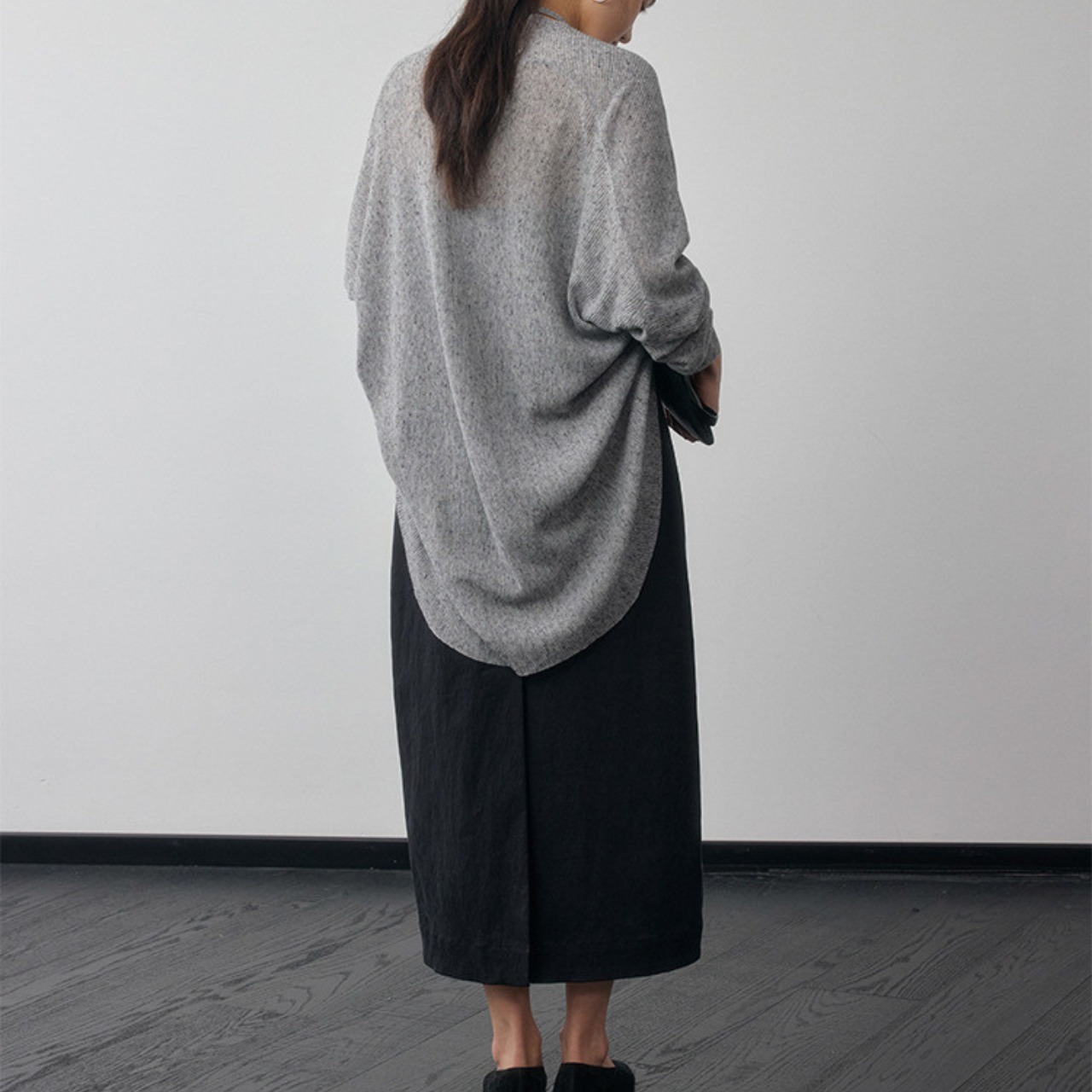 Tuck Slit Long Skirt  T4258