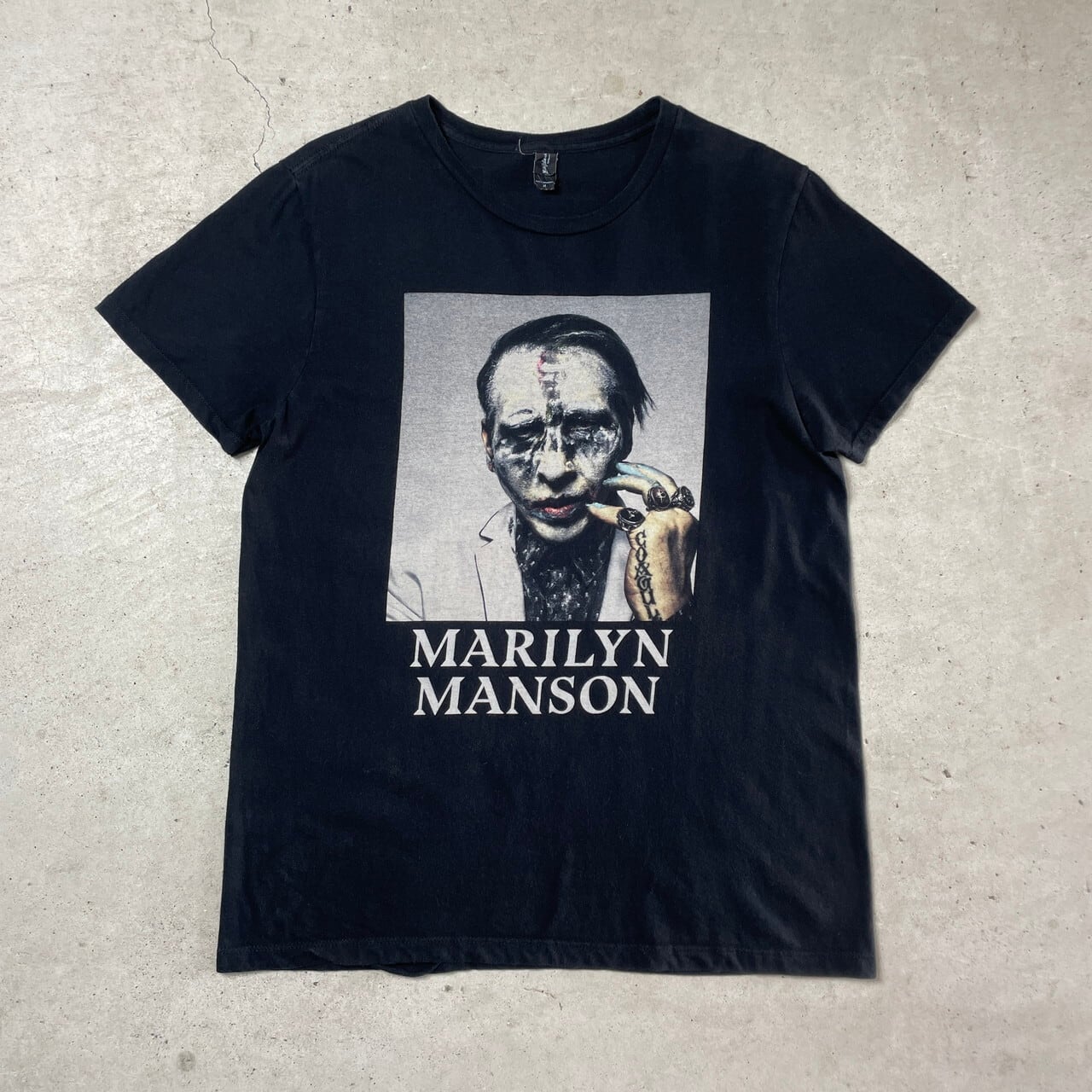 【セール】マリリン マンソン ヴィンテージ加工Tシャツ 表記M バックプリント