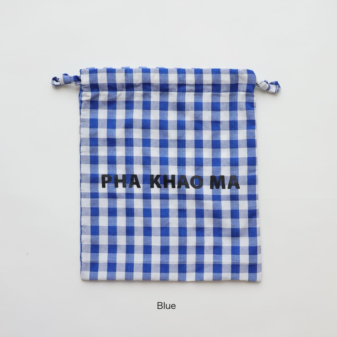 yao PHA KHAO MA 手織り布 巾着バッグ / ギンガムチェック | Zakka so-la