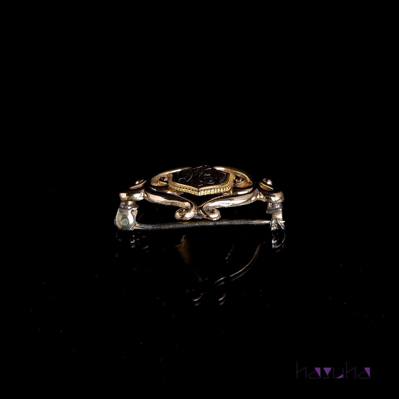 アンティーク ゴールドフィルド イニシャル(H) エンブレムブローチ