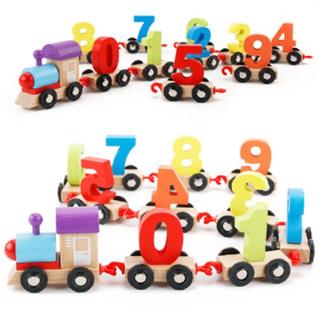 子供幼児デジタル小さな木製列車0-9番号フィギュア鉄道模型木材子供lesrningと知育玩具ギフト