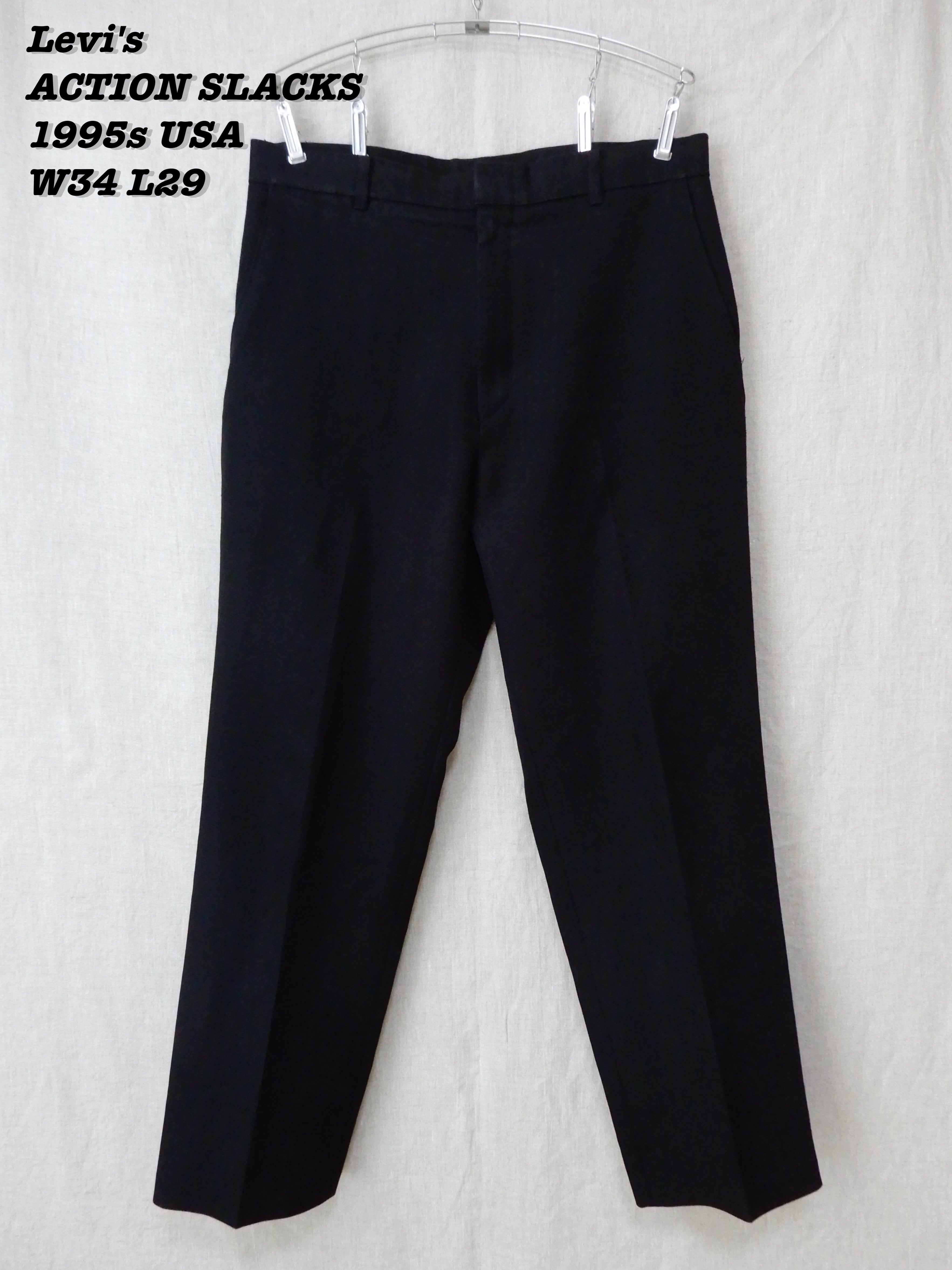 90s USA Levi's Action Slacks ネイビー w37-