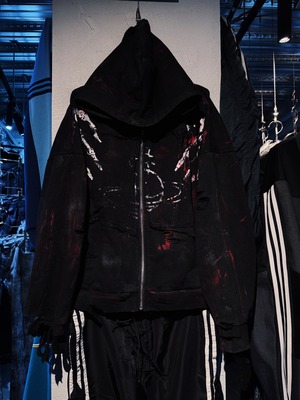 "vivid notes"Orb graphic design cropped zip-up hoodie