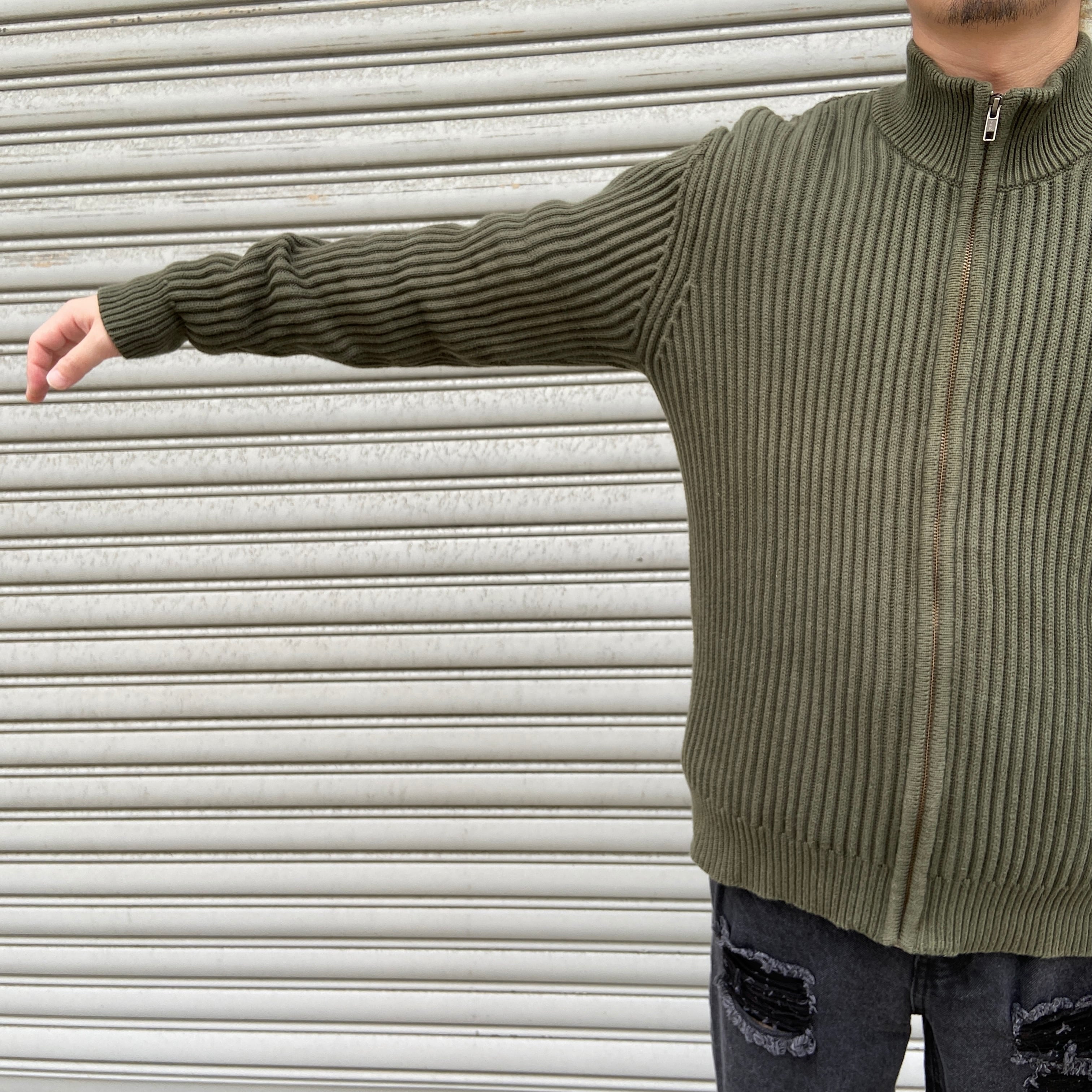 90s L.L.Bean ドライバーズニット コットンニット カーキ M 90s L.L.Bean ドライバーズニット コットンニット カーキ M