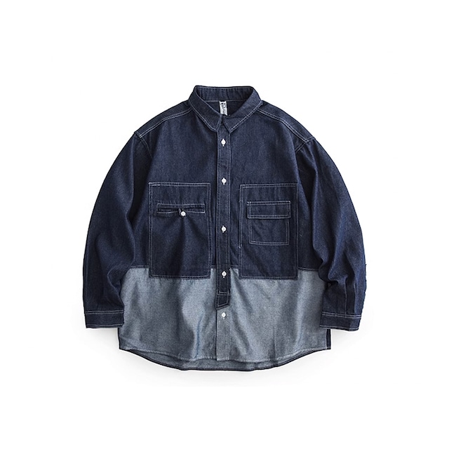 ★BLOCKING WORKWEAR LONG SLEEVE SHIRT A0771