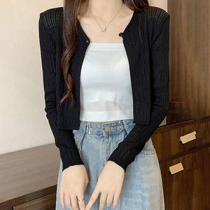ショート丈 カーディガン レディース 春夏秋 長袖 トップス 羽織り おしゃれ 大人 かわいい きれいめ カジュアル 通勤 通学 ライトアウター サマーニット 大人可愛い 大人女子