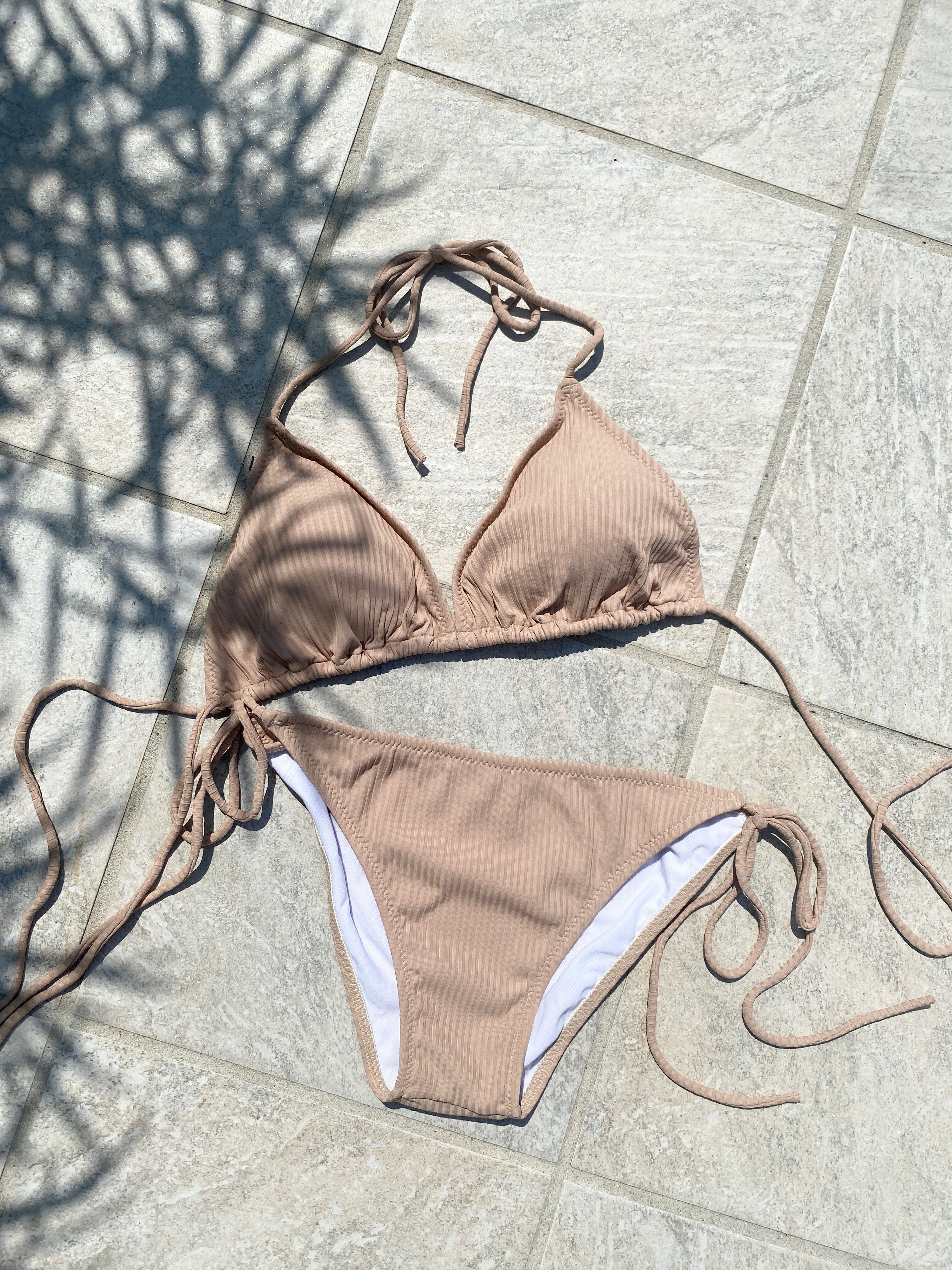 Rib triangle bikini (beige) | AnZie