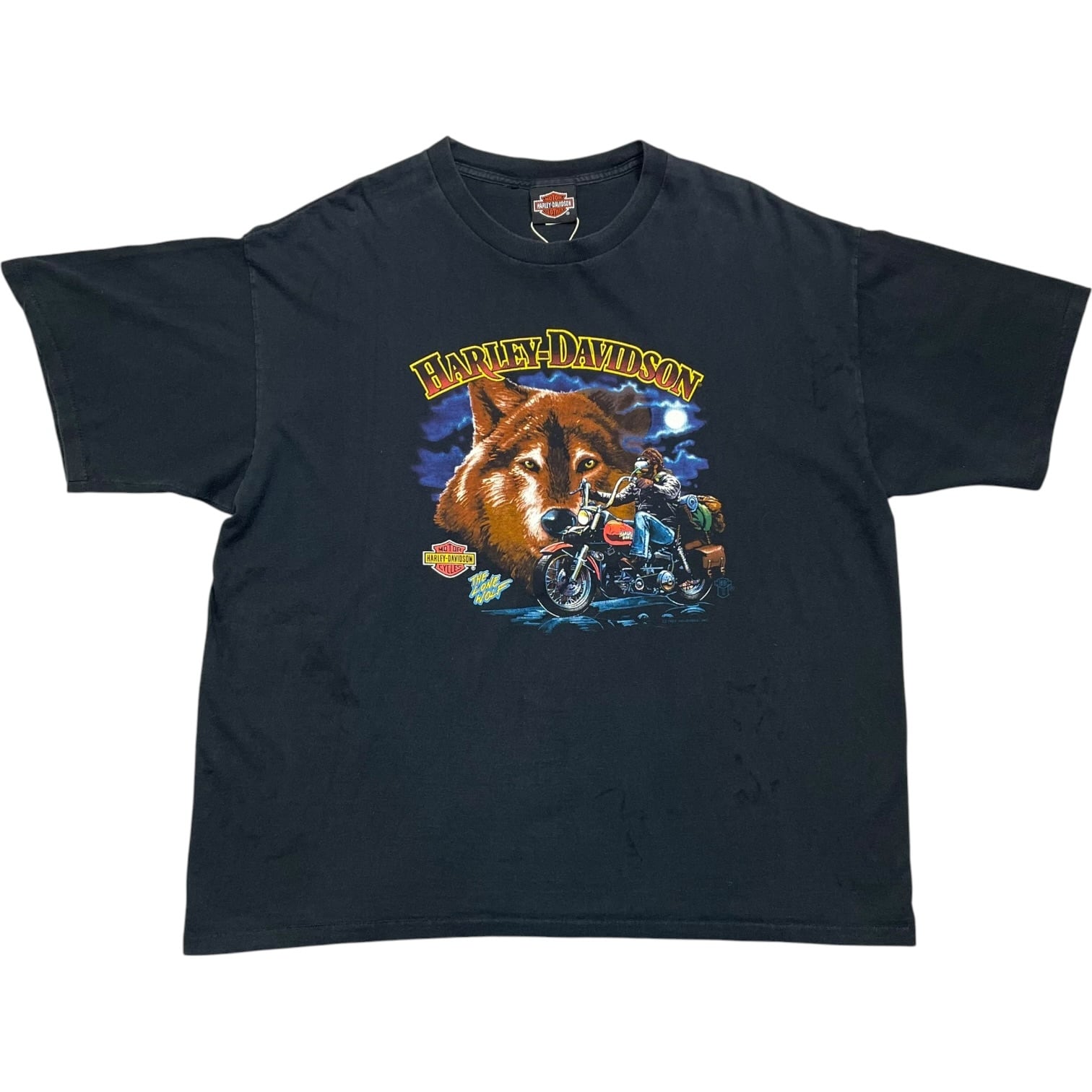 《XXL》Harley-Davidson ハーレーダビッドソン Tシャツ フロントプリント シングルステッチ ブラック USA製 90年代 vintage no.10089